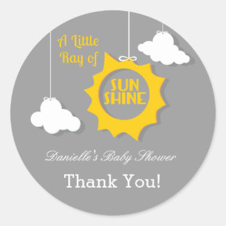 Redonda Un rayo de Pegatina de Baby Shower Sunshine