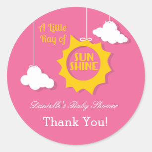Redonda Un rayo de Pegatina de Baby Shower Sunshine