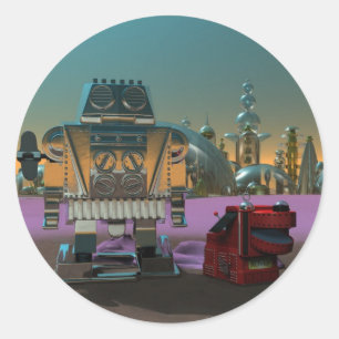 Redonda Un robot y su Pegatina de perro