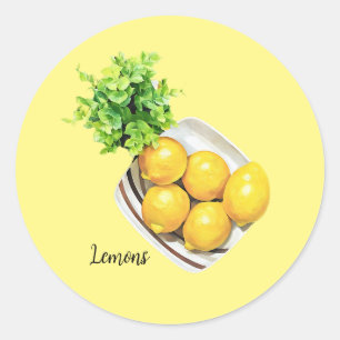 Redonda Un Tazón De Pegatina De Lemones