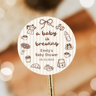 Redonda Una Bebé está Preparando Café Pegatina para Baby S