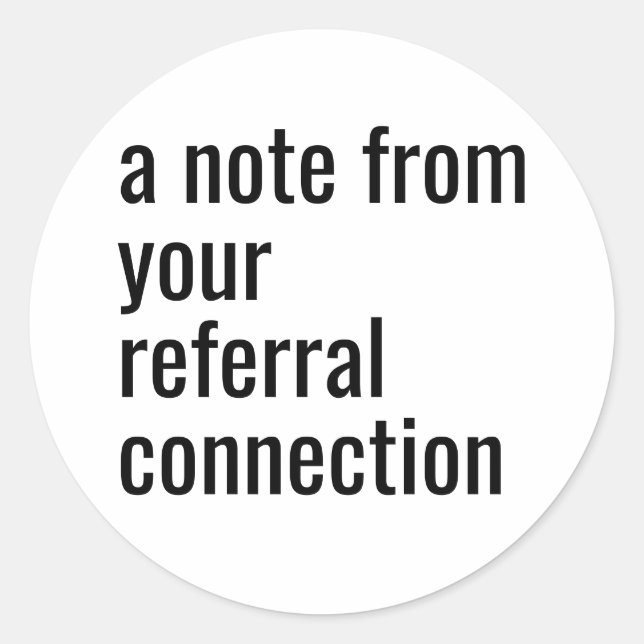 Redonda "Una Nota De..." Pegatina de sobres (B&W) (Anverso)