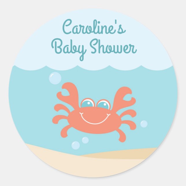 Redonda Under the Sea Baby Shower Round Pegatina (Anverso)