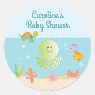 Redonda Under the Sea Baby Shower Round Pegatina