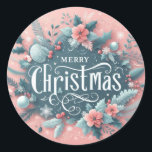 Redonda Único Pegatina de Navidad Feliz<br><div class="desc">Añade un toque festivo a tu temporada de vacaciones con este **Pegatina único de Feliz Navidad**. Con un bonito fondo de color melocotón y elegante texto de "Feliz Navidad", este pegatina es perfecto para decorar regalos, tarjetas, favores de fiesta y más. Su adhesivo de alta calidad garantiza que se pega...</div>