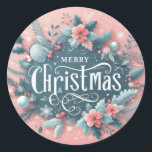 Redonda Único Pegatina de Navidad Feliz<br><div class="desc">Añade un toque festivo a tu temporada de vacaciones con este **Pegatina único de Feliz Navidad**. Con un bonito fondo de color melocotón y elegante texto de "Feliz Navidad", este pegatina es perfecto para decorar regalos, tarjetas, favores de fiesta y más. Su adhesivo de alta calidad garantiza que se pega...</div>