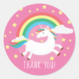Redonda Unicorn Gracias Por Favor Pegatina