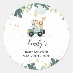 Redonda Unidad De Safari Baby Shower Favor Tag Pegatina