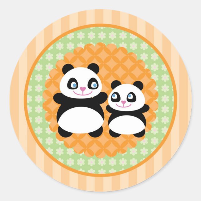 Redonda Unisex Panda Bear Pegatina (Anverso)