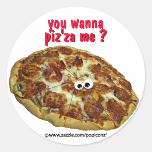 Redonda "usted me quiere al piz'za?" pegatina chistoso de