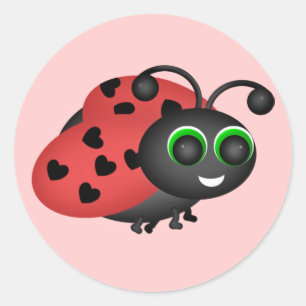 Redonda Valentine Bug Pegatina