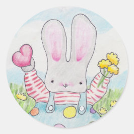 Redonda Valentine Bunny pegatina