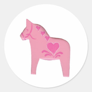 Redonda Valentine Dala Horse Pegatina