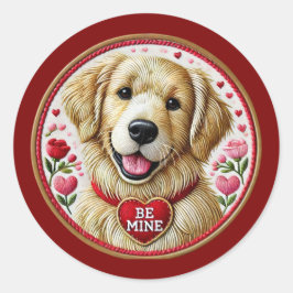 Redonda Valentine Golden Retriever Pegatina Art