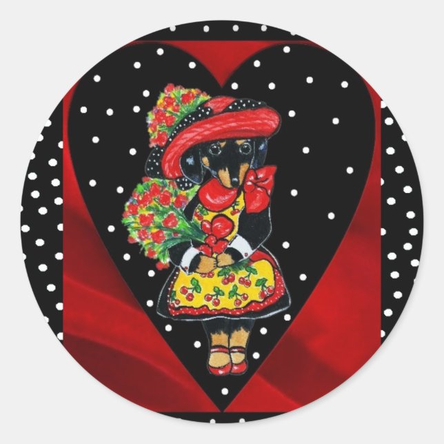 Redonda Valentine Pegatina (Anverso)