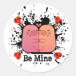 Redonda Valentine Piggies Valentine Pegatina