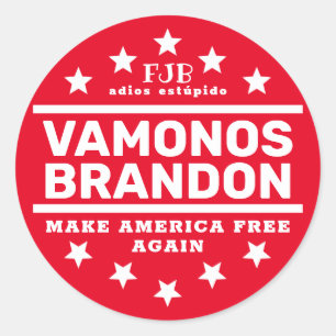 Redonda Vamonos Brandon II Pegatina Redondo Clásico Rojo