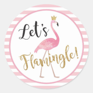 Redonda ¡Vamos Flamingle! Pegatina Flamingo