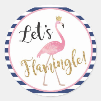 Redonda ¡Vamos Flamingle! Pegatina Flamingo
