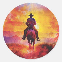 Redonda Vaquero en el pegatina de la puesta de sol.