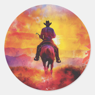 Redonda Vaquero en el pegatina de la puesta de sol.