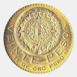 Redonda Veinte pesos Mexicanos de oro puro pegatina