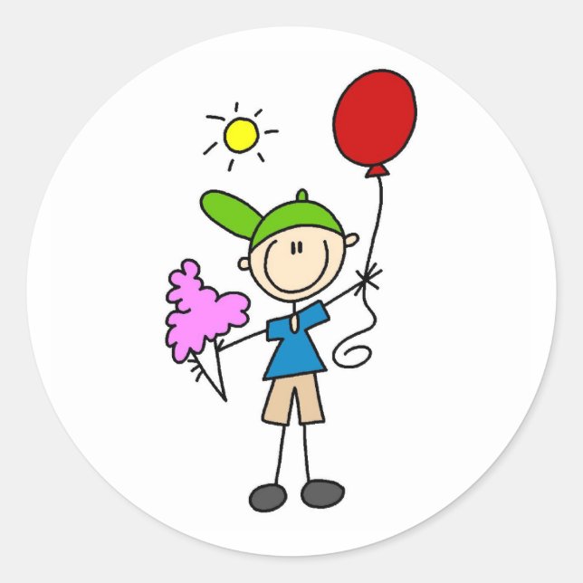 Redonda Vela De Algodón Y Globos En El Pegatina Justo (Anverso)