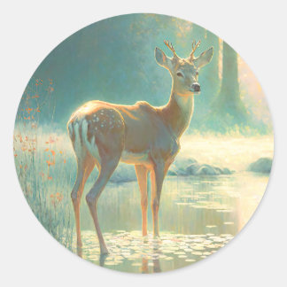 Redonda Venado en el Pegatina de la Fantasía de Woods