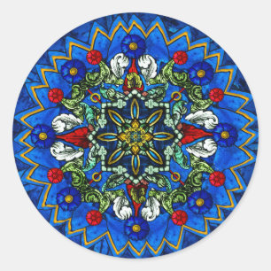 Redonda Ventana Rosa de vidrio templado Mandala Pegatina