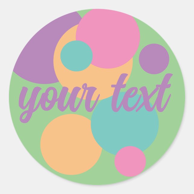 Redonda verano PEGATINA arcoiris pastel confetti nombre di (Anverso)