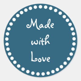 Redonda Verde azulado y blanco hecho con amor pegatina