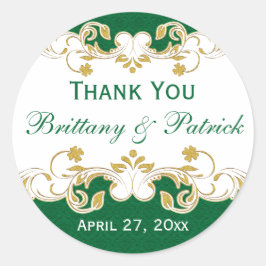 Redonda Verde, Blanco, Oro Desplazamiento Pegatina del Fav