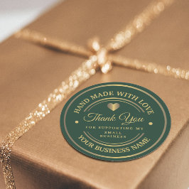 Redonda Verde y oro | gracias pegatina circular clásico