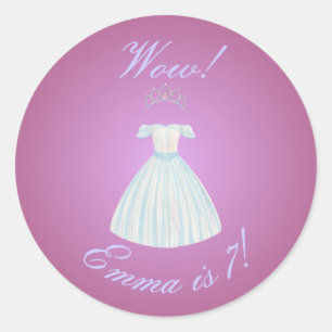 Redonda Vestido de princesa y pegatina de tiara gradiente 