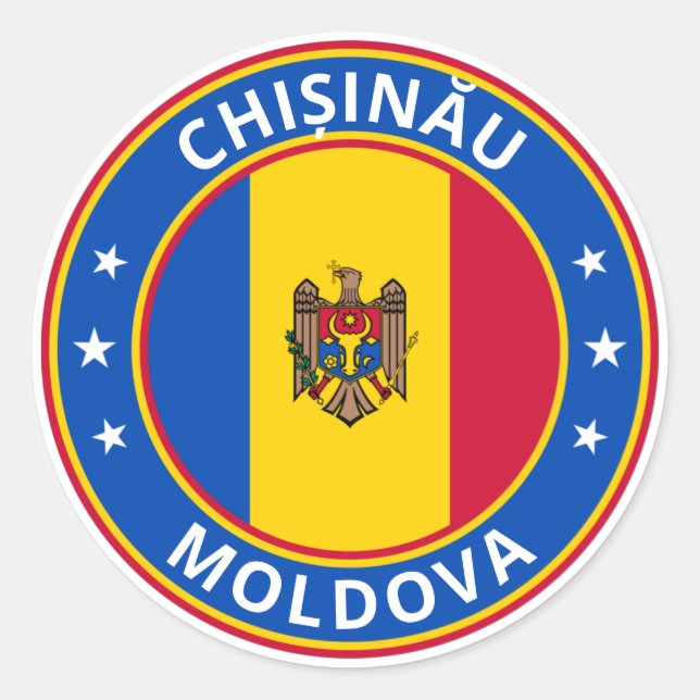 Redonda Viajero global - Chișinău, Pegatina de Moldavia (Anverso)