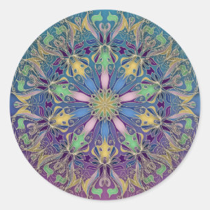 Redonda Vibrant Mandala Pegatina