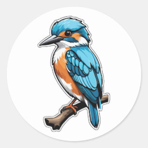 Redonda Vibrante Pegatina del Kingfisher - Una pizca de co