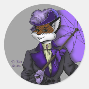 Redonda Victorian Fox Pegatina