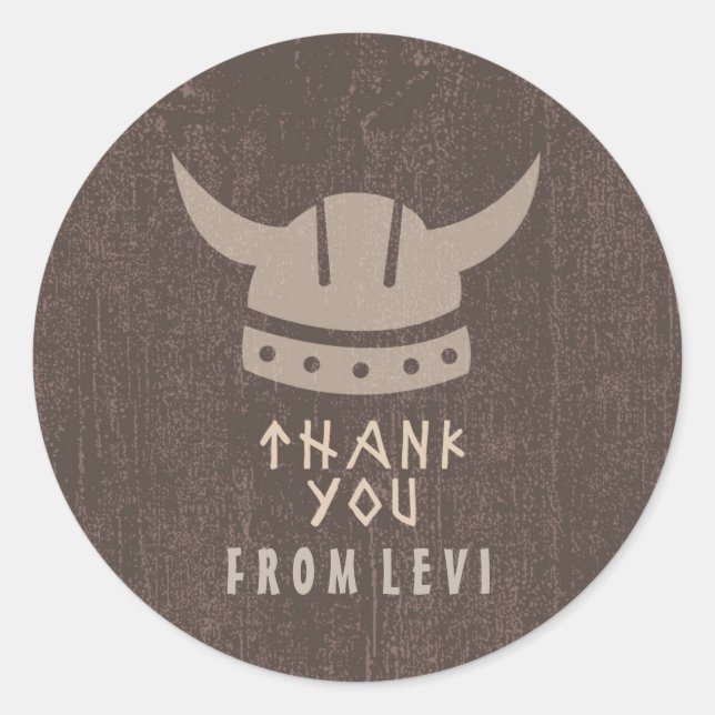 Redonda Viking & Dragon Gracias Pegatina (Anverso)