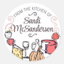 Redonda vino de fruta de queso de mi pegatina de cocina