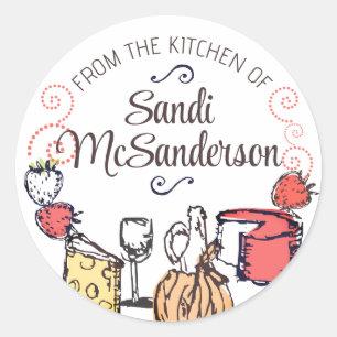 Redonda vino de fruta de queso de mi pegatina de cocina