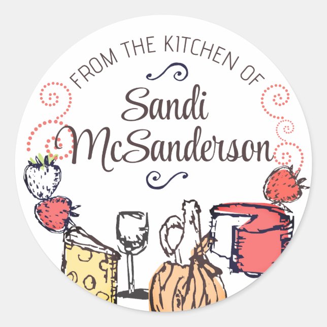 Redonda vino de fruta de queso de mi pegatina de cocina (Anverso)