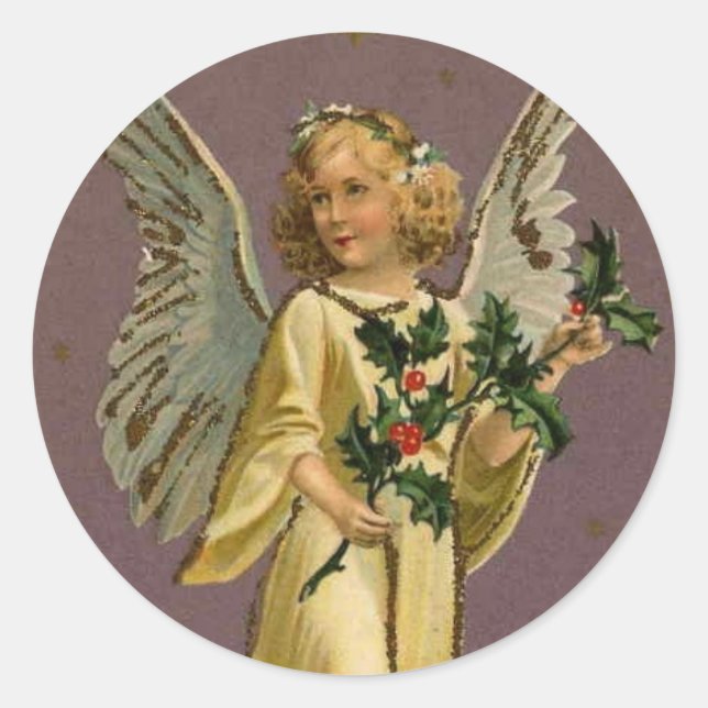 Redonda Vintage Angel pegatina (Anverso)