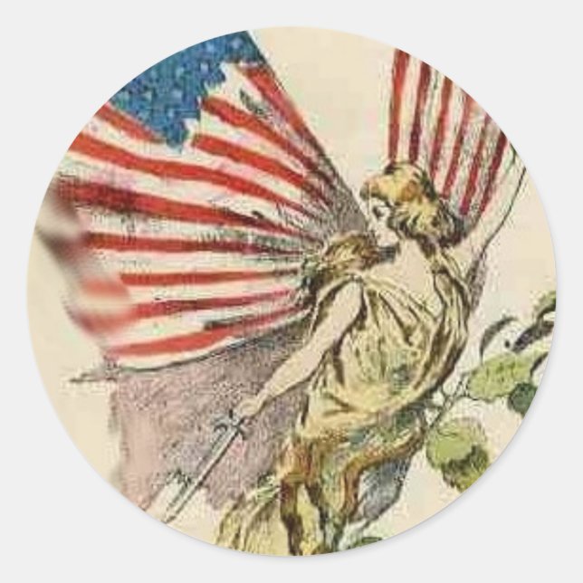 Redonda Vintage Angel pegatina (Anverso)