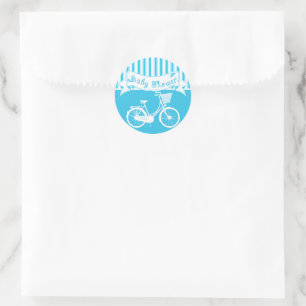 Redonda Vintage Baby Boy Bicycle Shower Pegatina