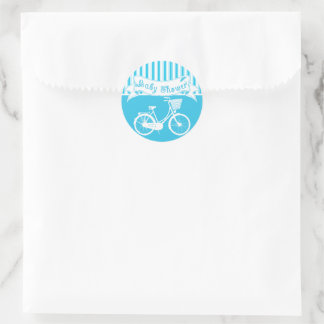 Redonda Vintage Baby Boy Bicycle Shower Pegatina