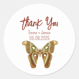 Redonda Vintage Butterfly Gracias Pegatina