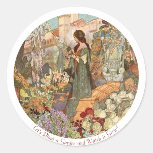 Redonda Vintage Charles Robinson Gardening Pegatina