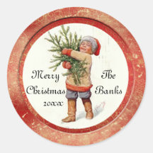 Vintage Christmas Classic Round Pegatina