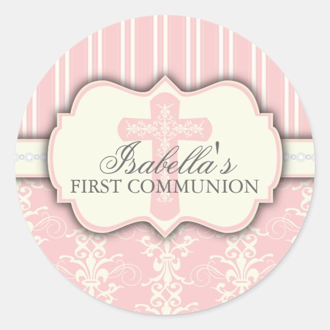 Redonda Vintage Damask First Community Pegatina (Anverso)